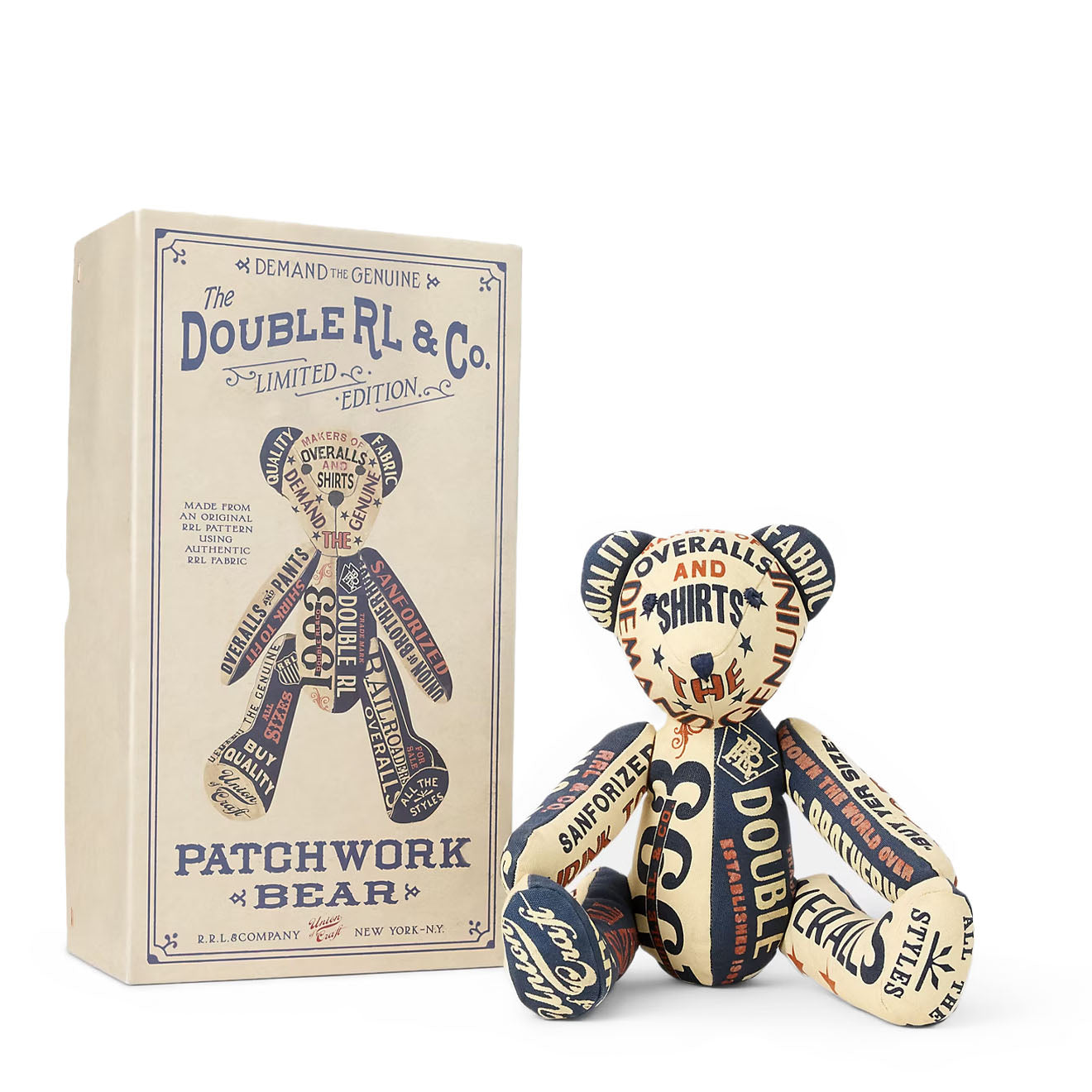 RRL By Ralph Lauren Limited-Edition Patchwork Bear Indigo/Cream/Multi - The Sporting Lodge