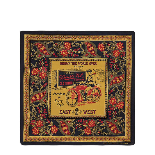 RRL By Ralph Lauren Motorcyclist-Print Cotton Bandanna Navy/Yellow/Red - The Sporting Lodge