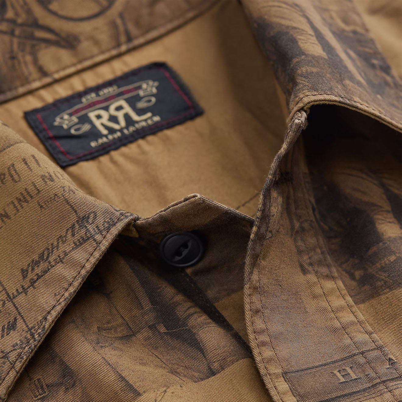 RRL By Ralph Lauren Photo-Print Twill Workshirt Tan Multi - The Sporting Lodge