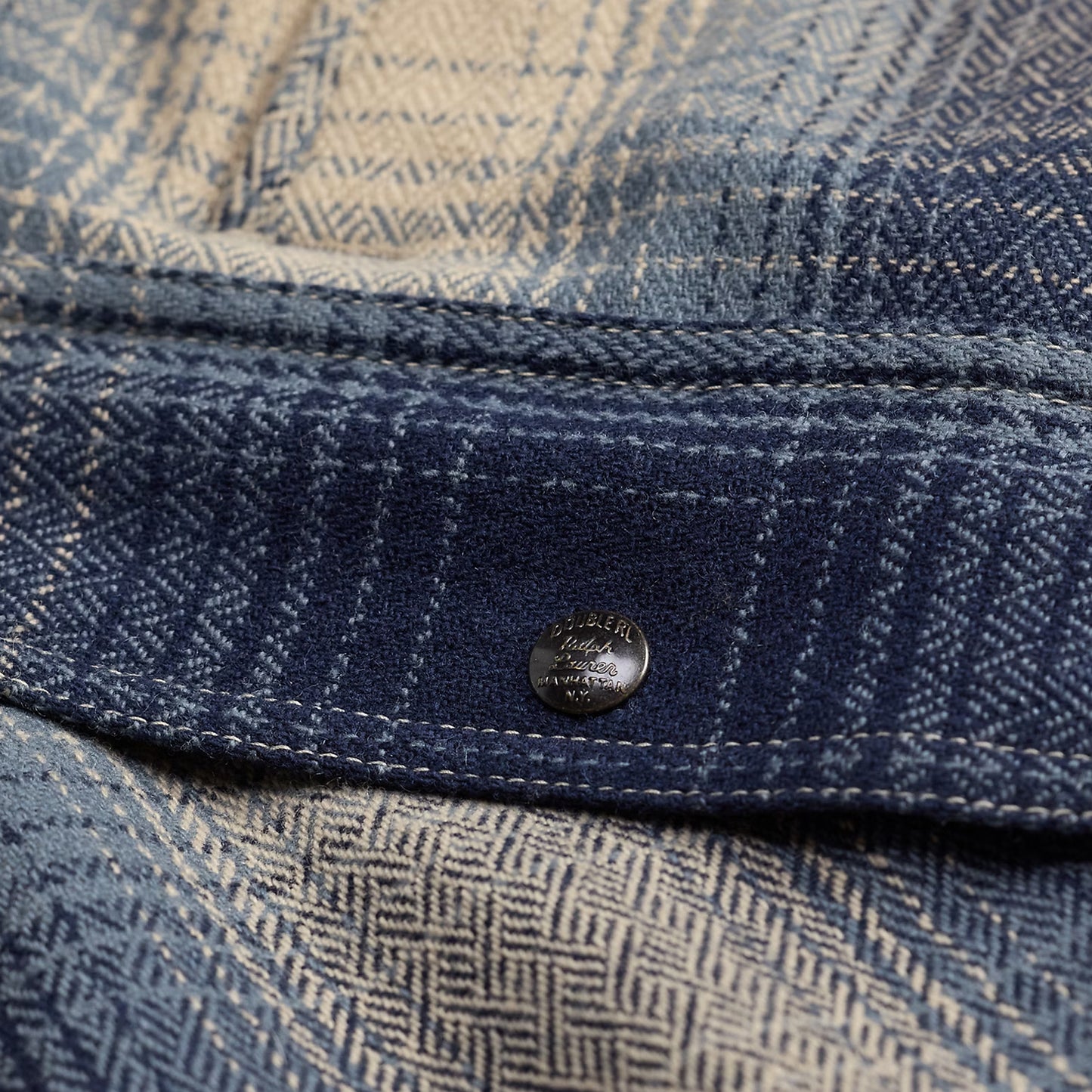 RRL By Ralph Lauren Plaid Wool Twill Overshirt Blue / Cream