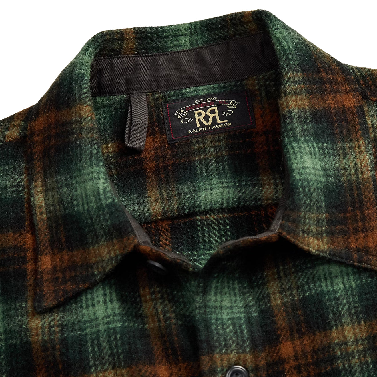 RRL By Ralph Lauren Plaid Wool Twill Overshirt Rl-772 Green Multi