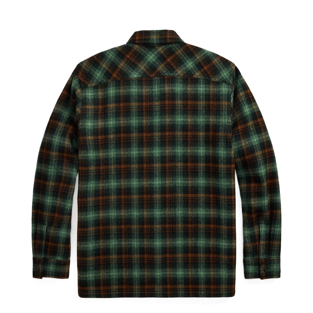 RRL By Ralph Lauren Plaid Wool Twill Overshirt Rl-772 Green Multi