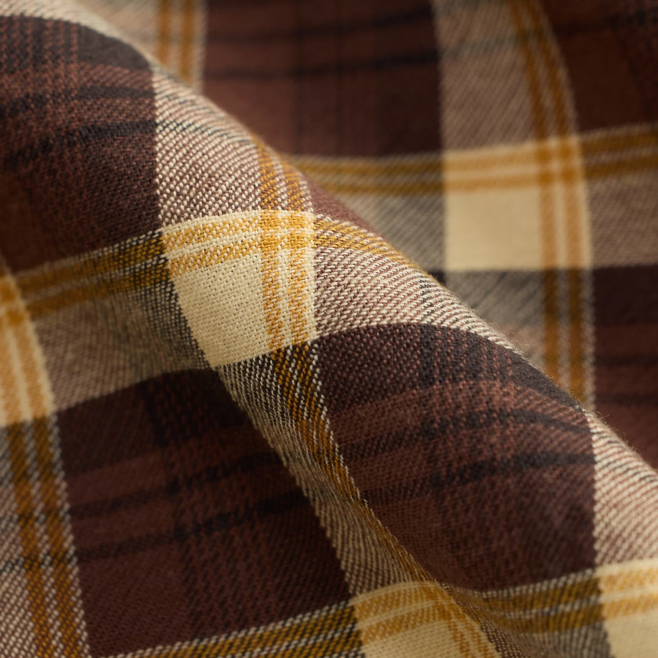 RRL By Ralph Lauren Slim Fit Plaid Twill Western Shirt Brown / Mustard / Cream - The Sporting Lodge