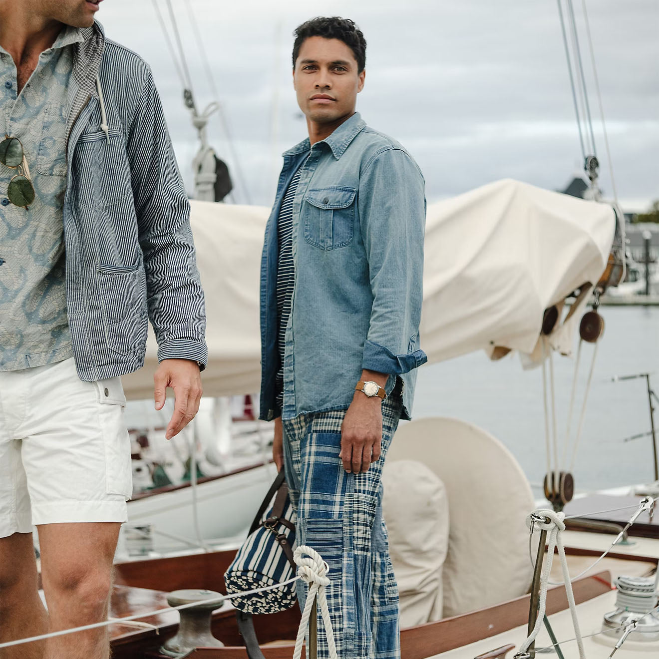 RRL By Ralph Lauren Stratford Flat Front Indigo / Creme Multi - The Sporting Lodge