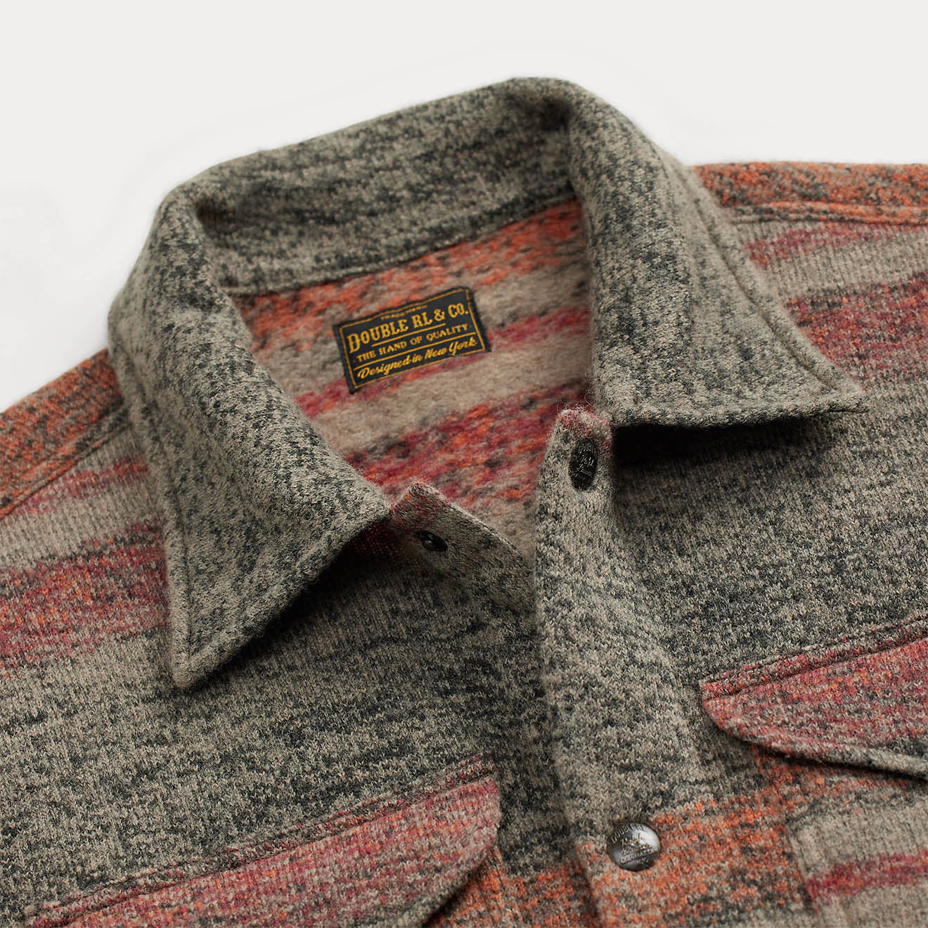 RRL By Ralph Lauren Striped Double Knit Wool Blend Jacket Red / Multi