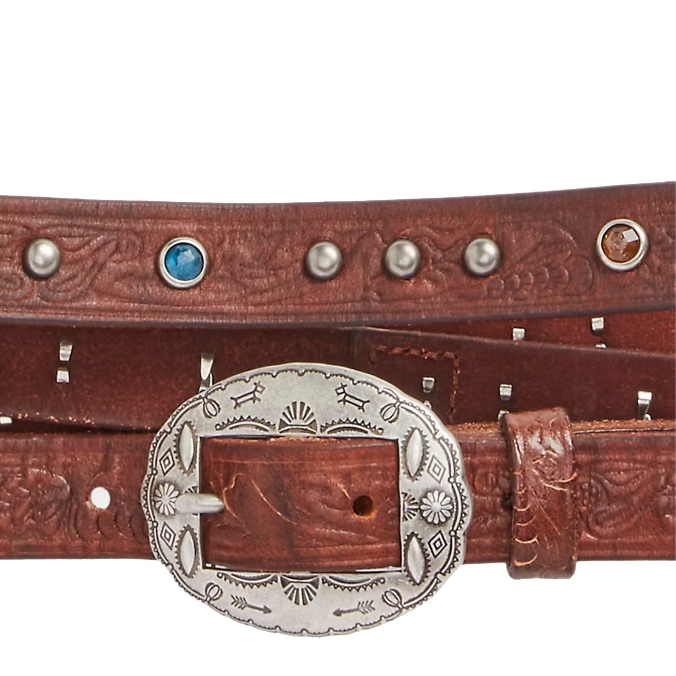 RRL By Ralph Lauren Tooled Leather Double-Wrap Belt Brown - The Sporting Lodge