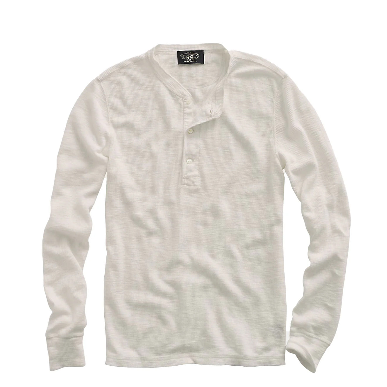 RRL By Ralph Lauren Waffle-Knit Henley Shirt Paper White