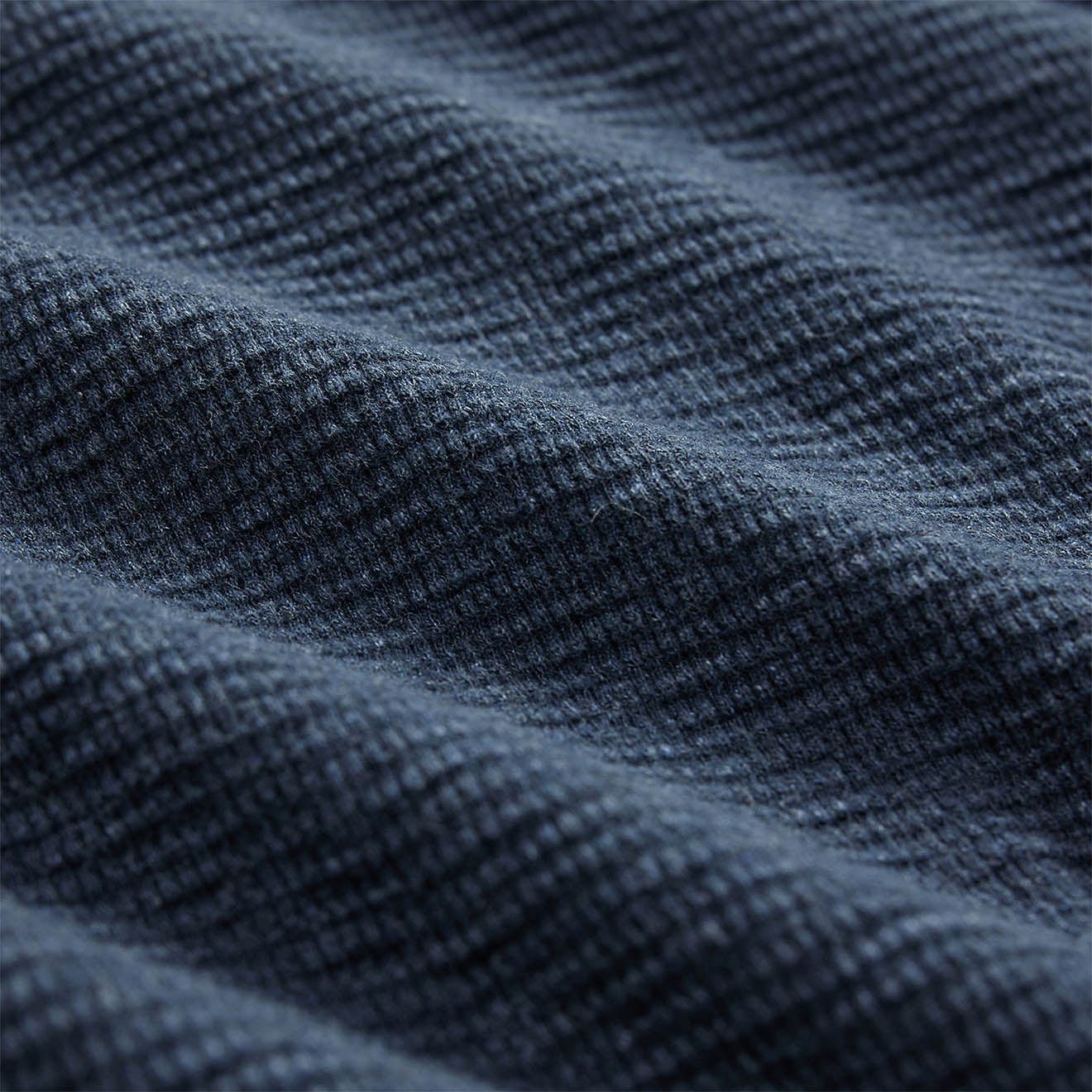 RRL By Ralph Lauren Waffle Knit Henley Long Sleeve Pullover Navy Heather - The Sporting Lodge