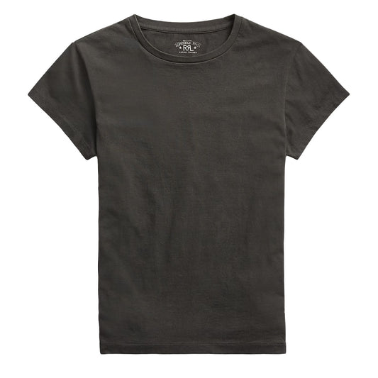 RRL By Ralph Lauren Womens Cotton Jersey Crewneck T-Shirt Faded Black Canvas - The Sporting Lodge