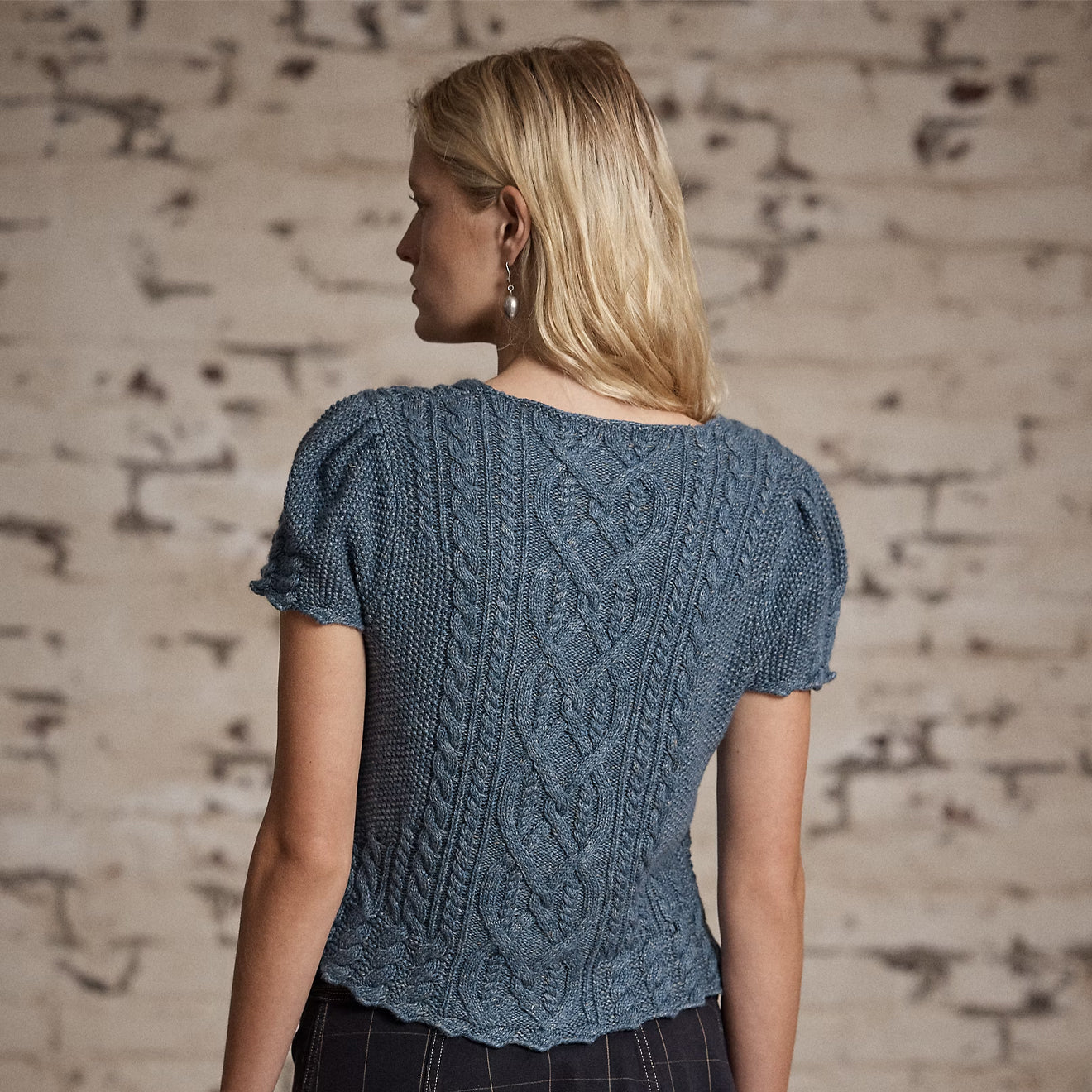 RRL By Ralph Lauren Womens Linen Blend Cable Knit Top Medium Blue - The Sporting Lodge