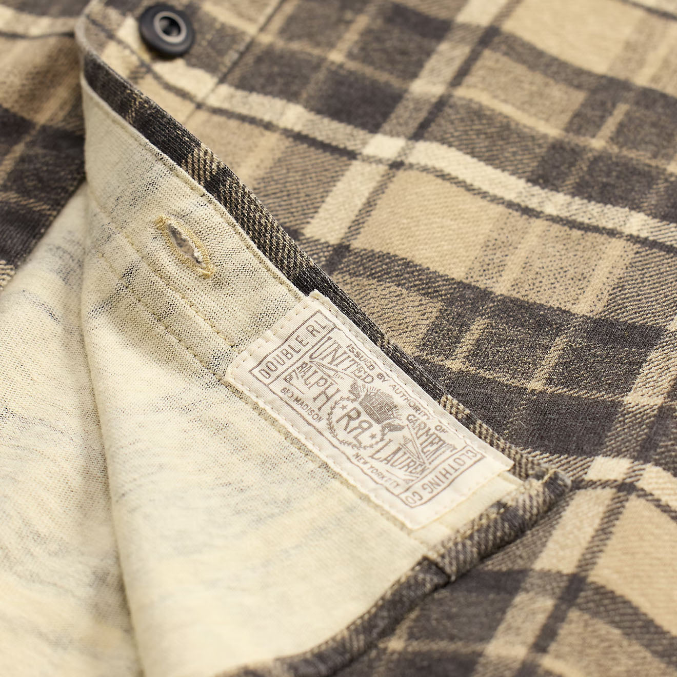 RRL By Ralph Lauren Womens Plaid Linen-Cotton Jersey Workshirt Tan/Black - The Sporting Lodge