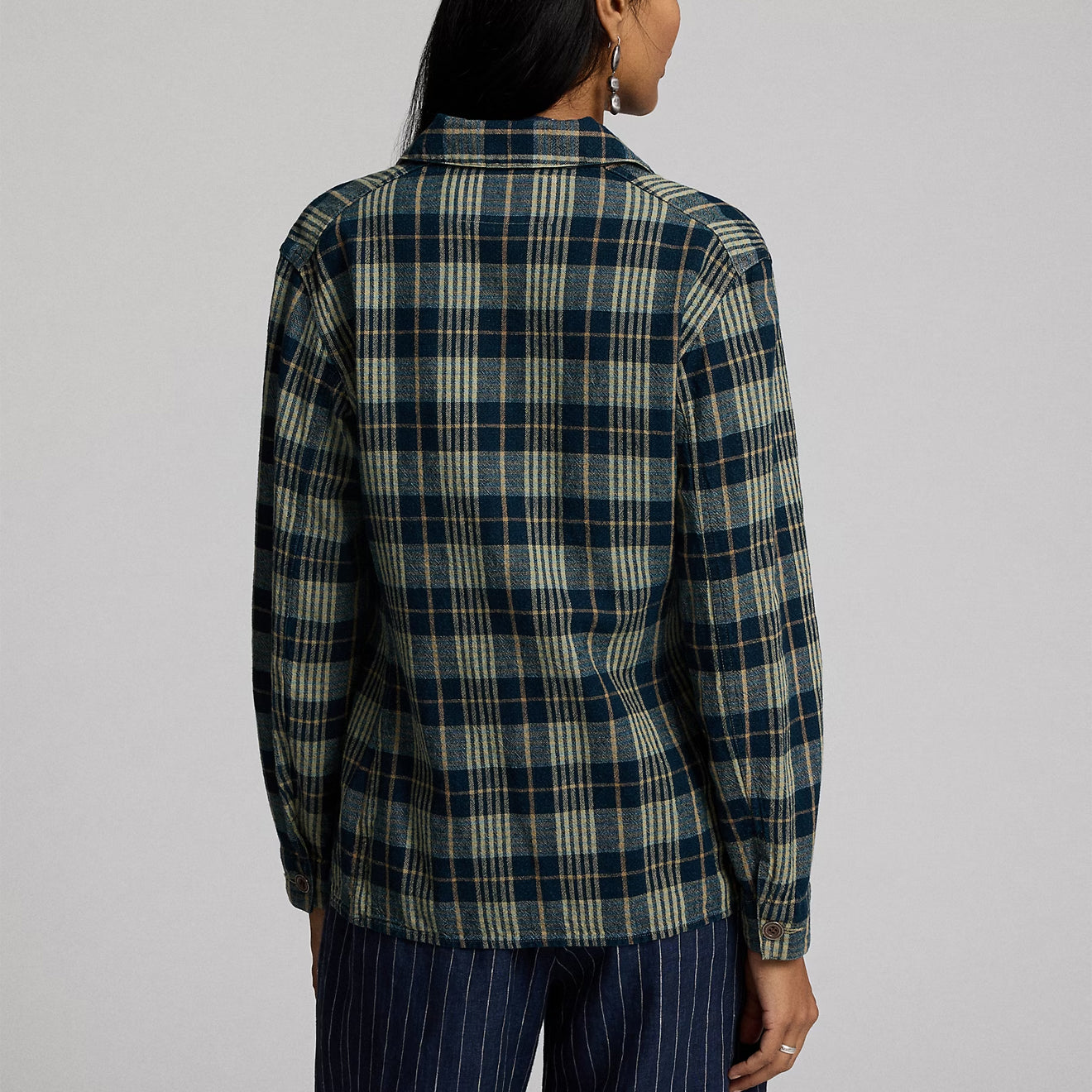 RRL By Ralph Lauren Womens Teagan L/S Shirt Indigo / Tan - The Sporting Lodge