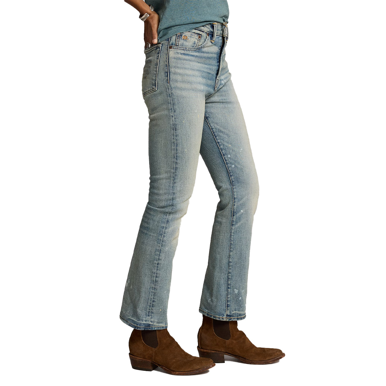 RRL By Ralph Lauren Womens Vintage Boot Leg Stretch Jean Camden Wash