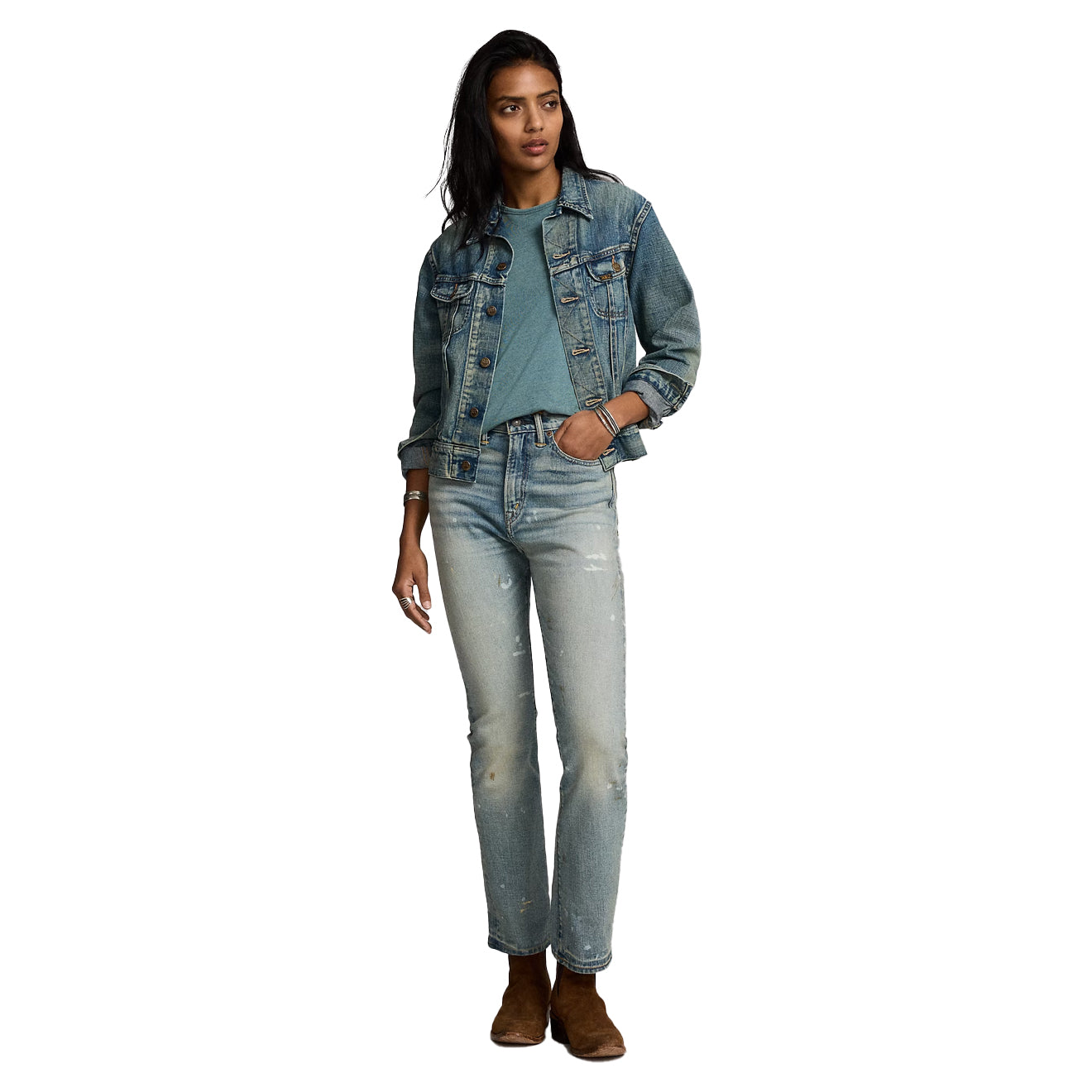 RRL By Ralph Lauren Womens Vintage Boot Leg Stretch Jean Camden Wash