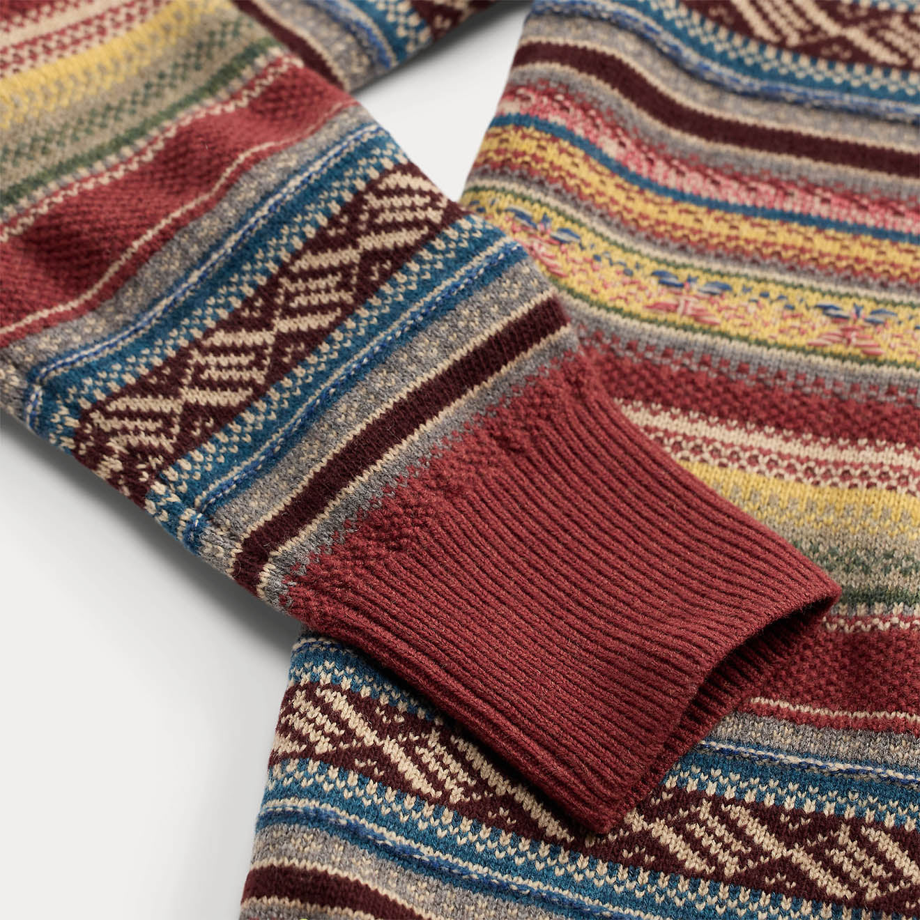 RRL By Ralph Lauren Wool Blend Henley Sweater Red Blue Multi
