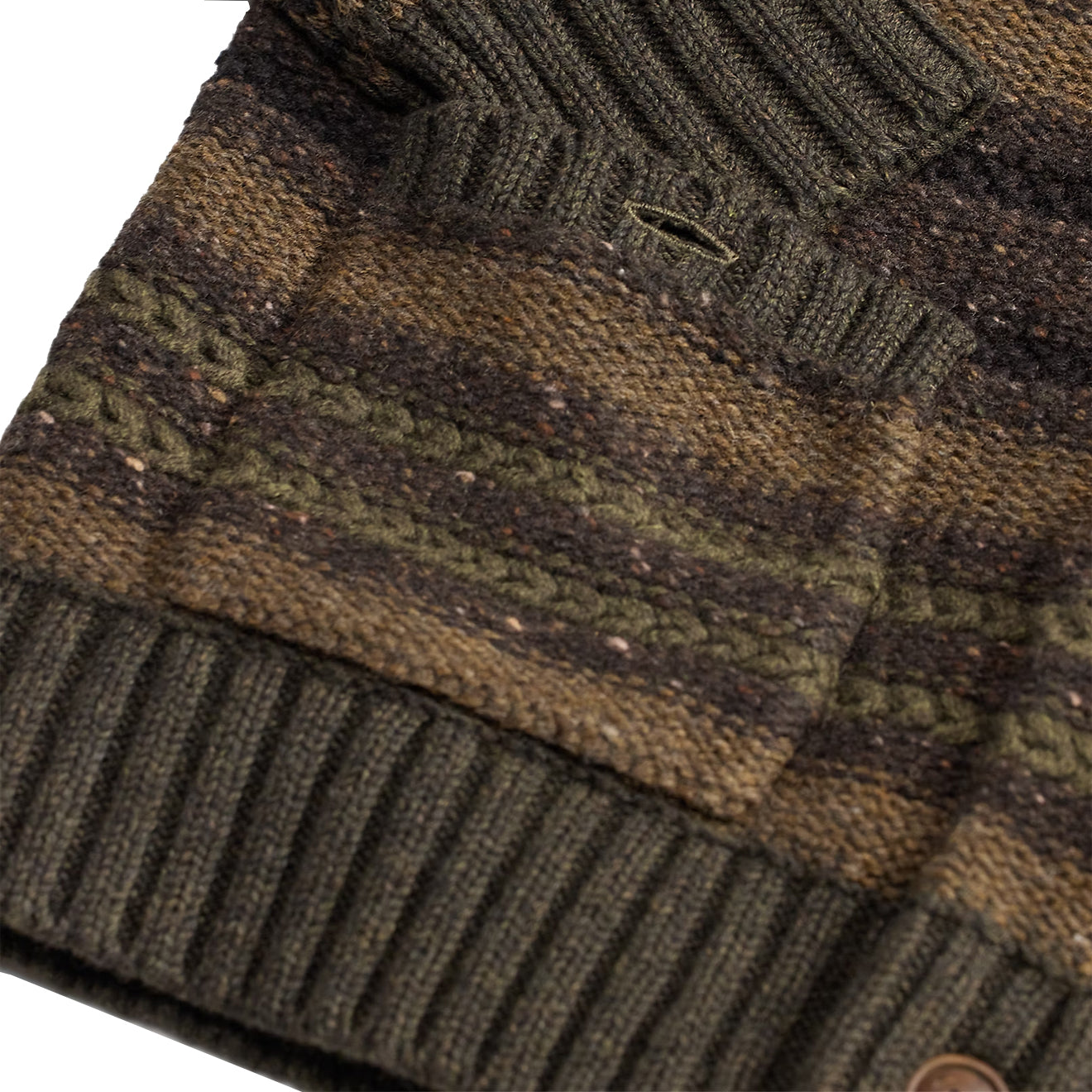 RRL By Ralph Lauren Wool Cotton Shawl Collar Cardigan Brown Olive Multi