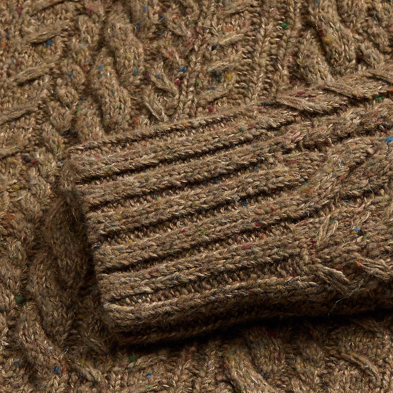 RRL by Ralph Lauren Aran-Knit Shawl-Collar Jumper Brown Heather - The Sporting Lodge