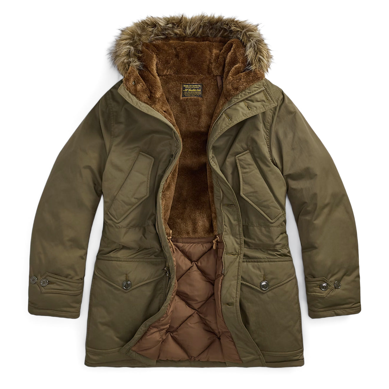 RRL by Ralph Lauren Faux-Fur-Trim Parka Vintage Olive