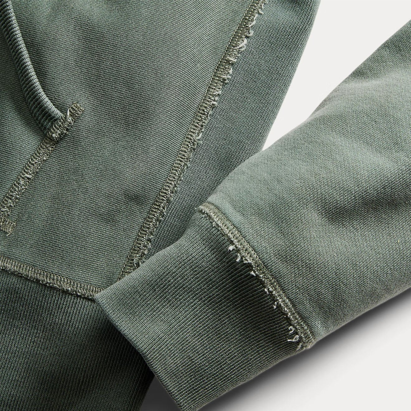 RRL by Ralph Lauren Garment-Dyed Fleece Hoodie Collegiate Green - The Sporting Lodge