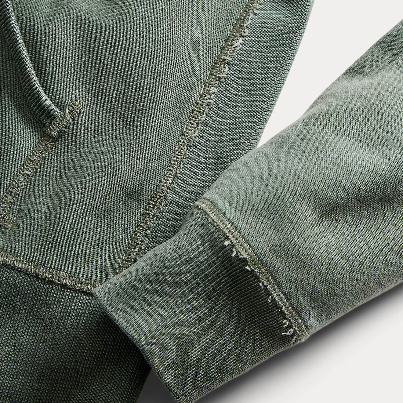 RRL by Ralph Lauren Garment-Dyed Fleece Hoodie Collegiate Green - The Sporting Lodge