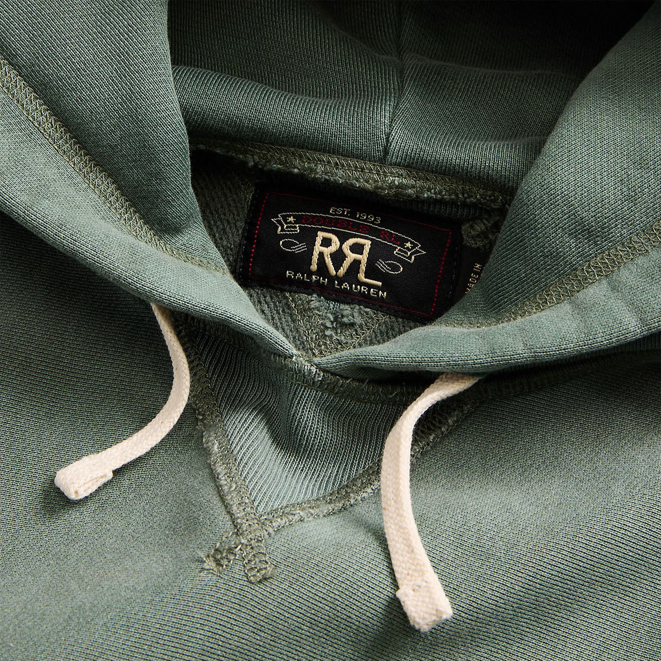 RRL by Ralph Lauren Garment-Dyed Fleece Hoodie Collegiate Green - The Sporting Lodge