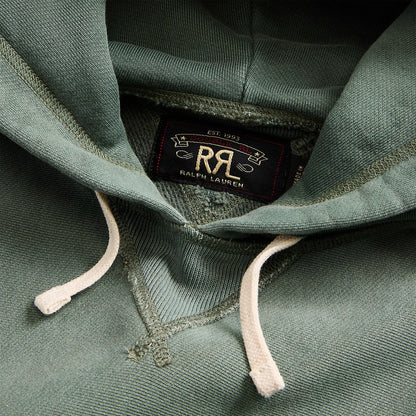 RRL by Ralph Lauren Garment-Dyed Fleece Hoodie Collegiate Green - The Sporting Lodge