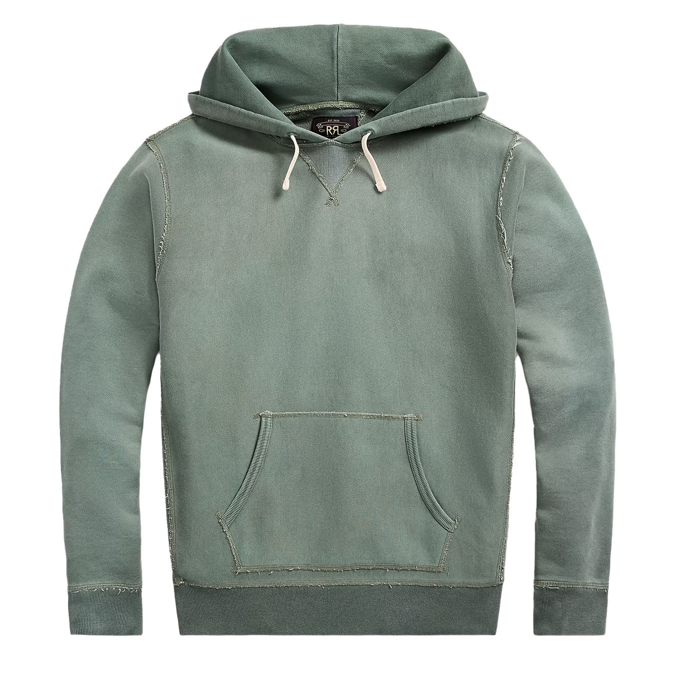 RRL by Ralph Lauren Garment-Dyed Fleece Hoodie Collegiate Green - The Sporting Lodge