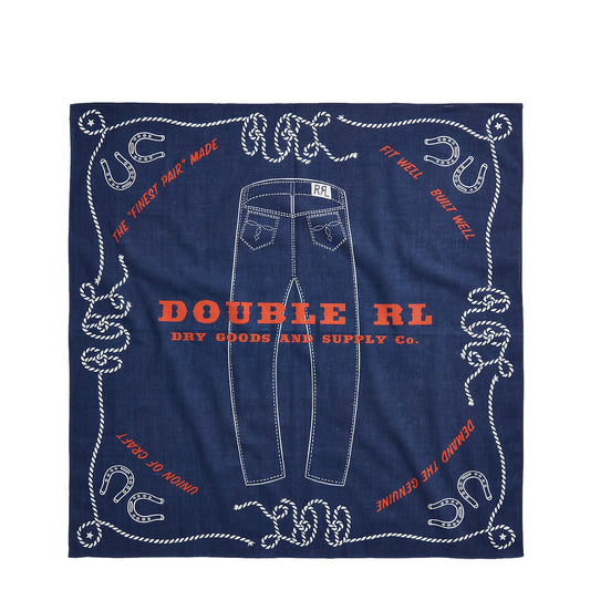 RRL by Ralph Lauren Indigo Jean-Print Cotton Bandana Indigo/Cream/Red - The Sporting Lodge