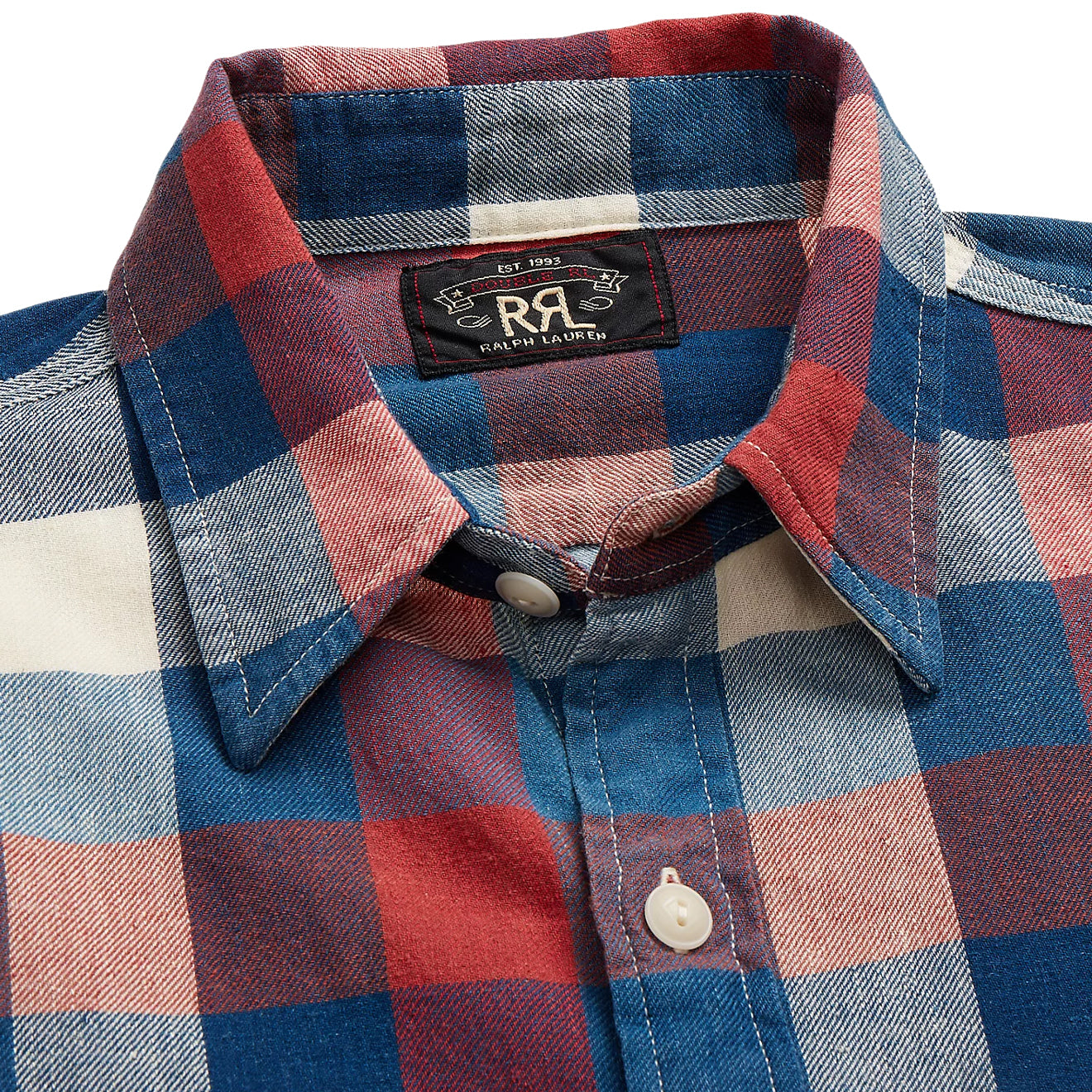 RRL by Ralph Lauren Indigo Plaid Cotton-Linen Workshirt Red/Indigo - The Sporting Lodge