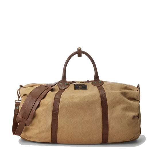 RRL by Ralph Lauren Leather-Trim Canvas Duffel Khaki/Brown - The Sporting Lodge