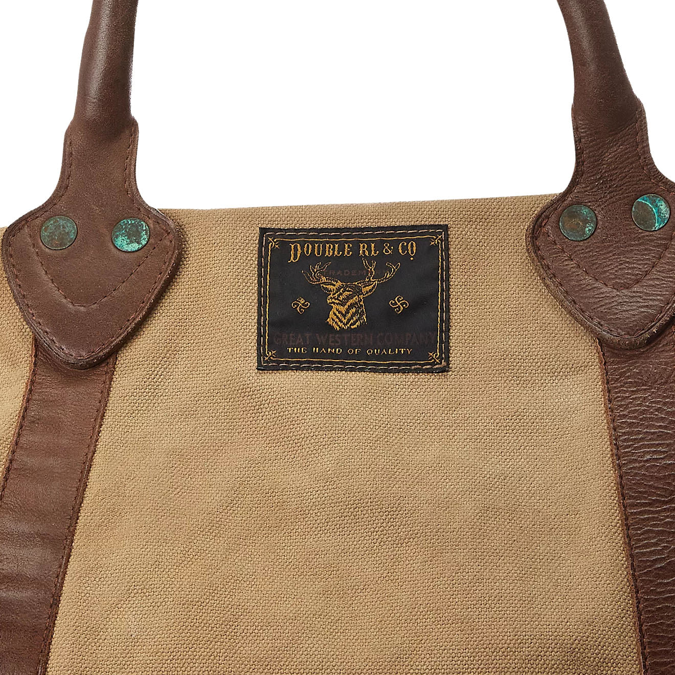 RRL by Ralph Lauren Leather-Trim Canvas Duffel Khaki/Brown - The Sporting Lodge