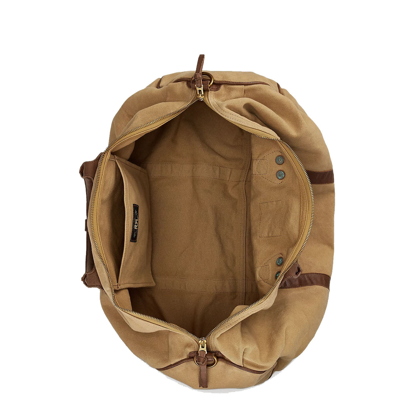 RRL by Ralph Lauren Leather-Trim Canvas Duffel Khaki/Brown - The Sporting Lodge