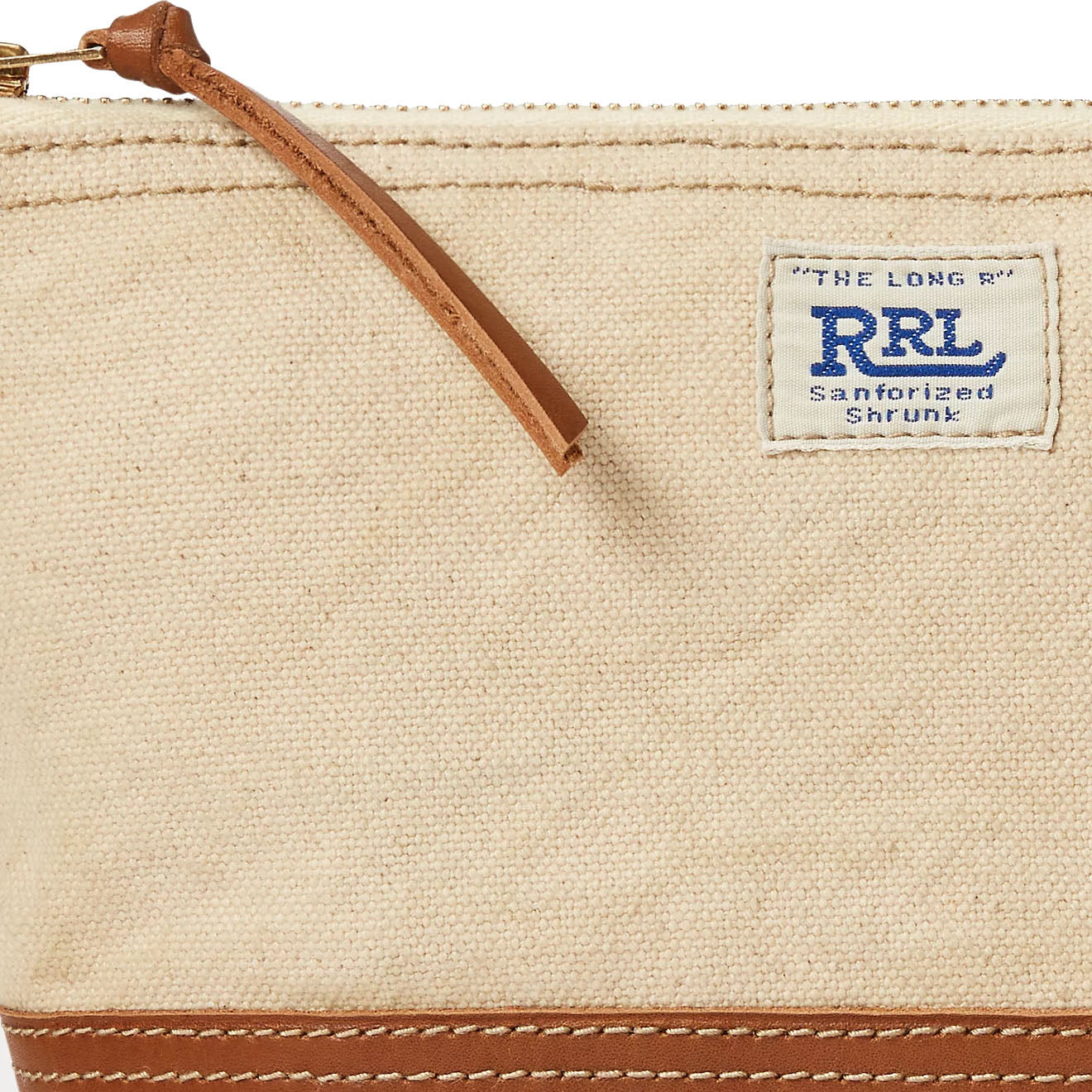 RRL by Ralph Lauren Leather-Trim Canvas Pouch Greige/Brown - The Sporting Lodge