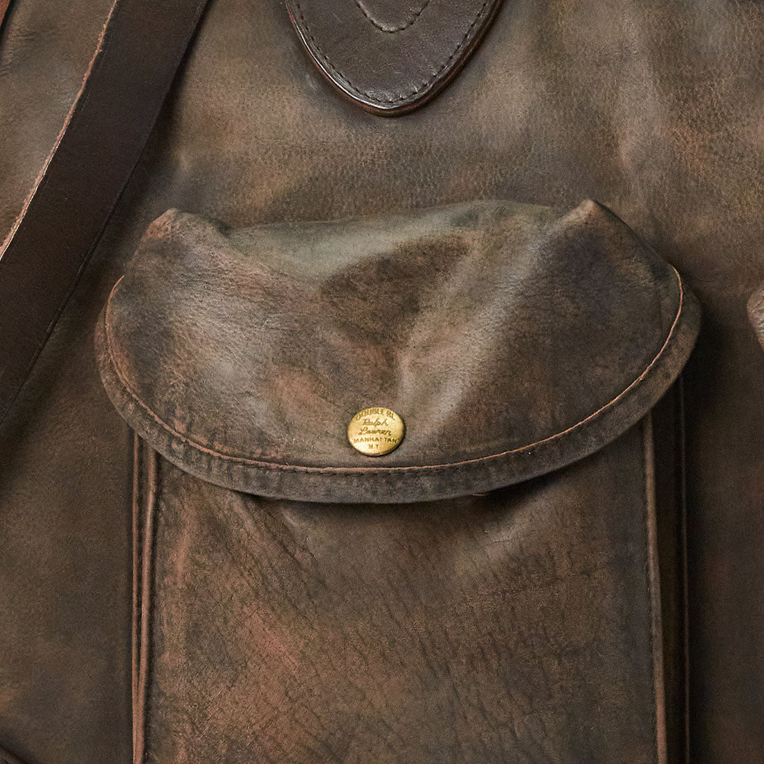 RRL by Ralph Lauren Leather Duffel Black Over Brown - The Sporting Lodge