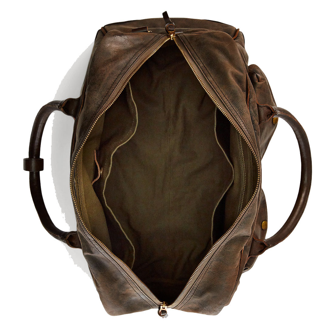 RRL by Ralph Lauren Leather Duffel Black Over Brown - The Sporting Lodge