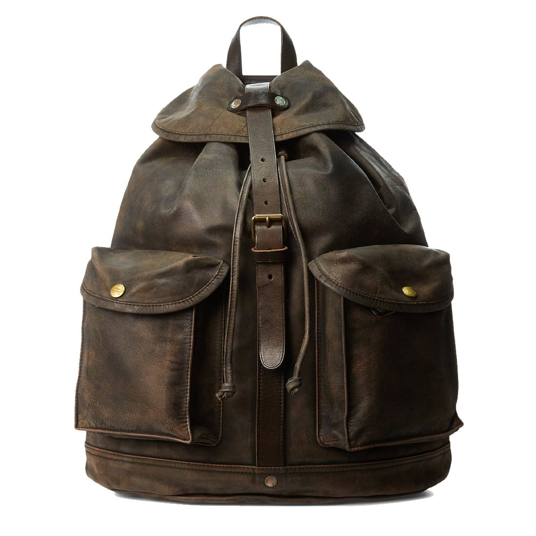 RRL by Ralph Lauren Leather Rucksack Black Over Brown - The Sporting Lodge