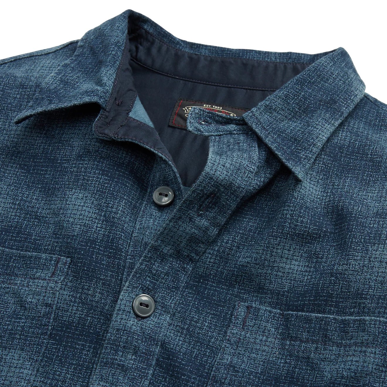RRL by Ralph Lauren Plaid-Print Jersey Popover Workshirt Navy/Blue - The Sporting Lodge
