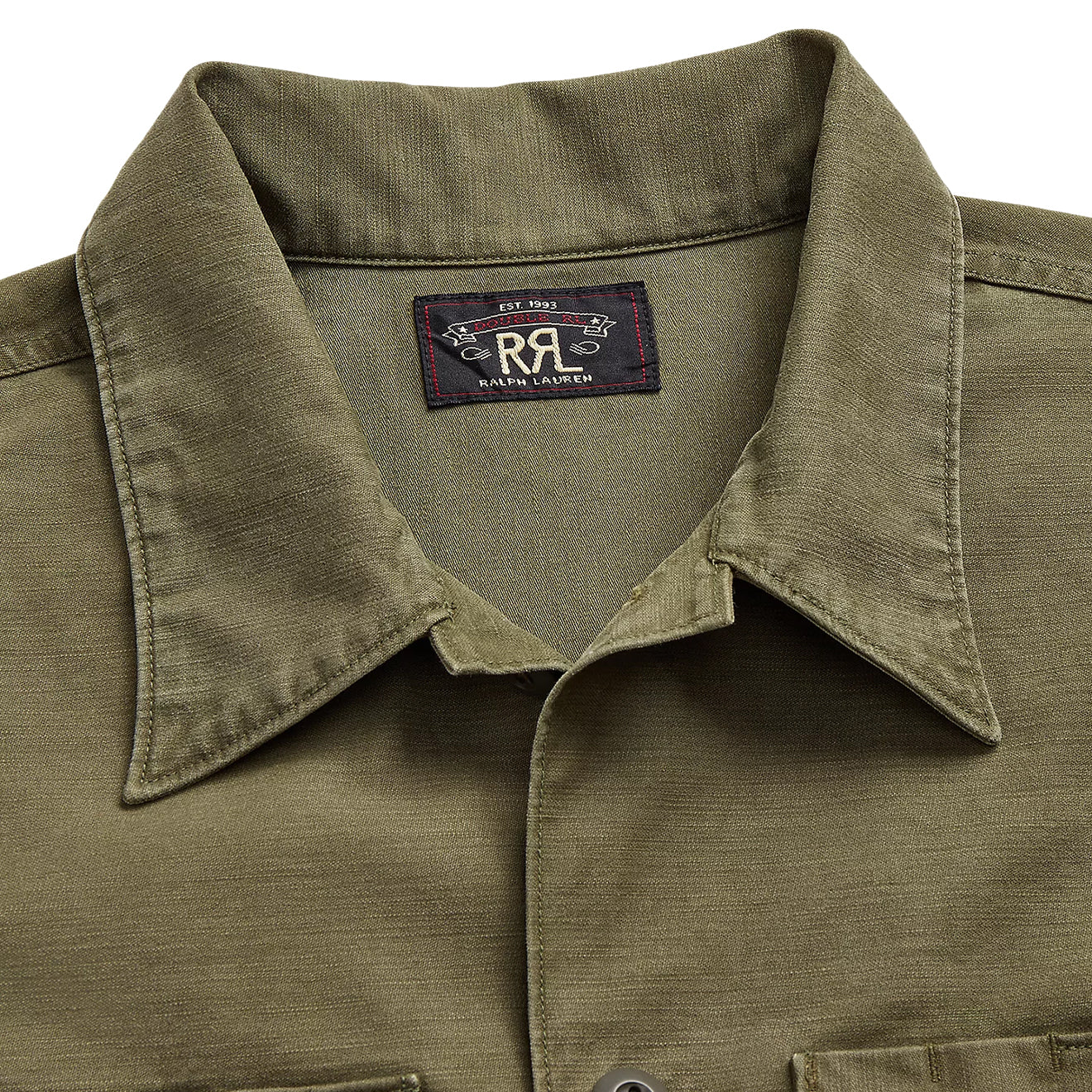 RRL by Ralph Lauren Reverse-Sateen Overshirt Olive - The Sporting Lodge