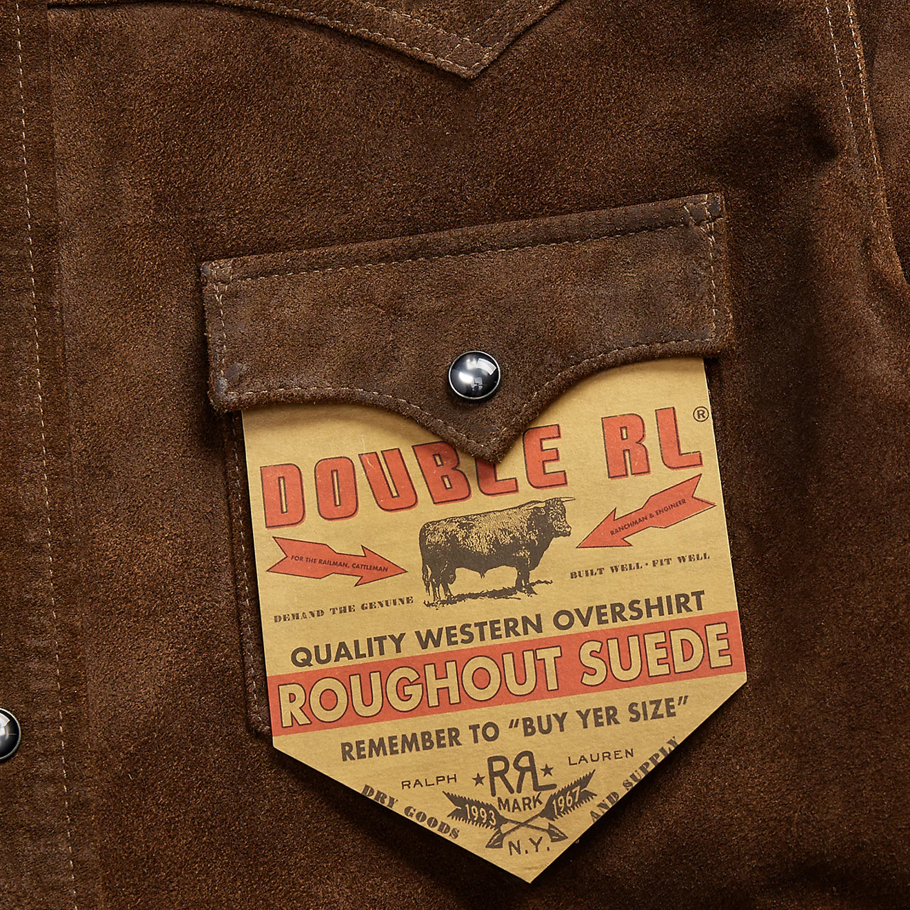 RRL by Ralph Lauren Roughout Suede Western Overshirt Brown - The Sporting Lodge