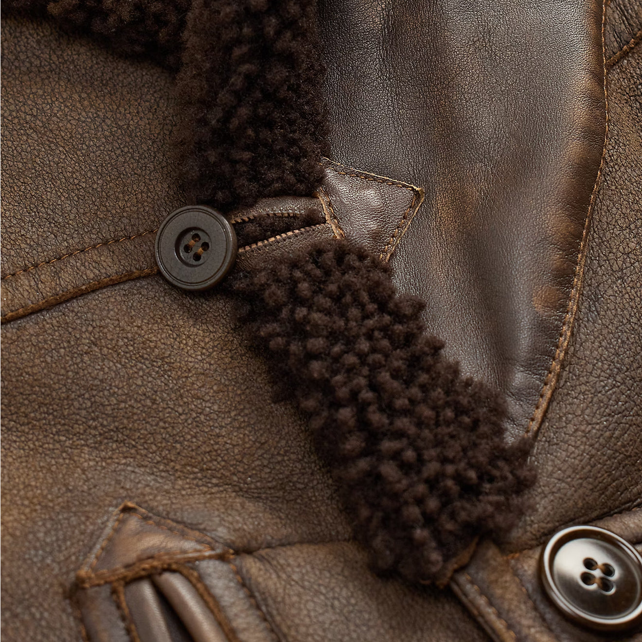 RRL by Ralph Lauren Shearling Coat Vintage Chocolate