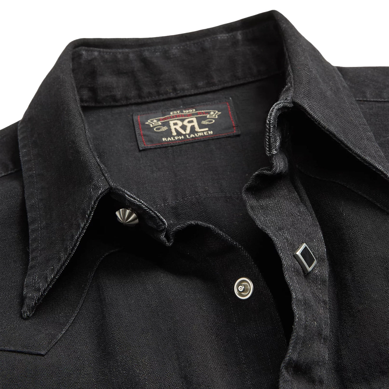 RRL by Ralph Lauren Slim Fit Denim Western Shirt Black - The Sporting Lodge