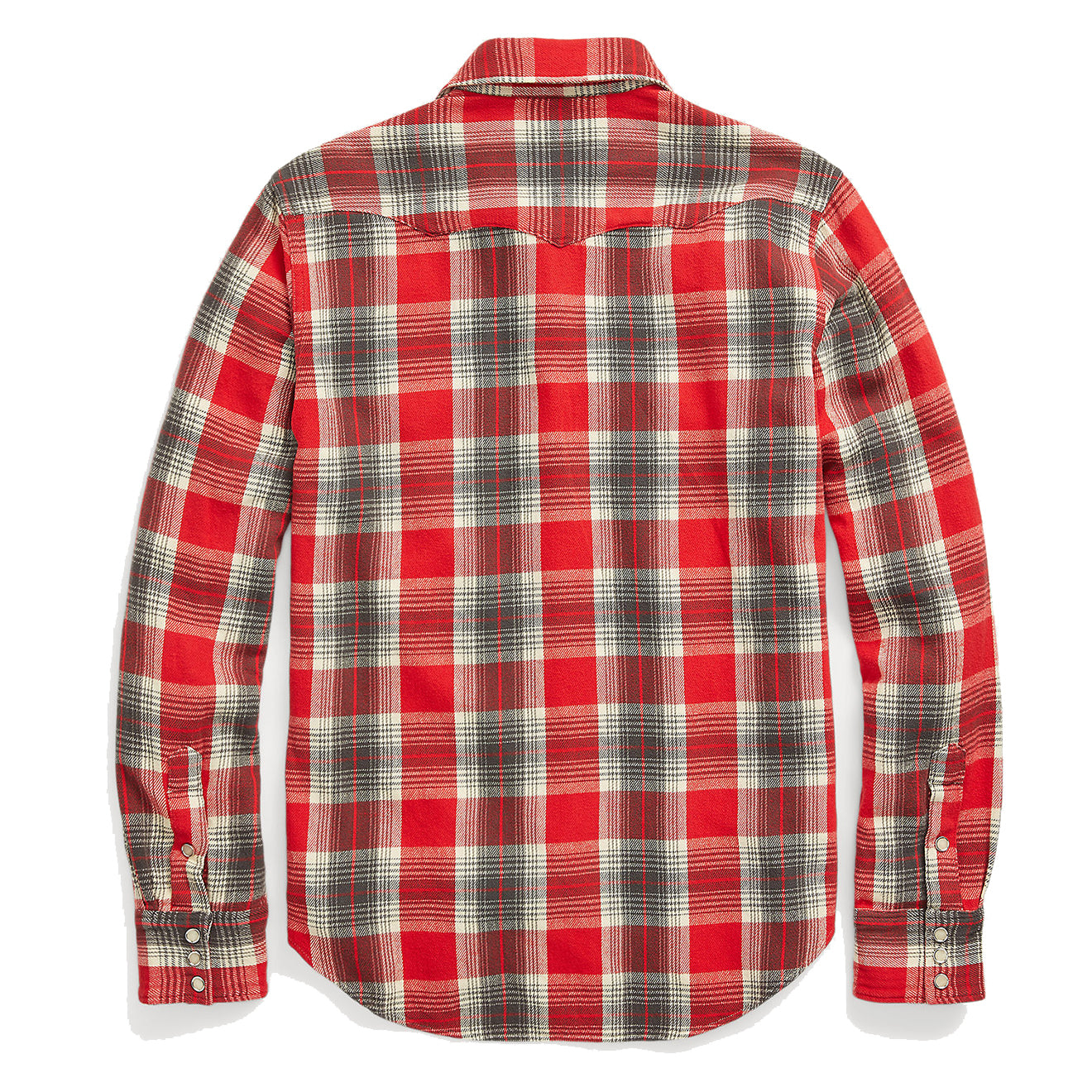 RRL by Ralph Lauren Slim Fit Plaid Twill Western Shirt Red / Grey - The Sporting Lodge