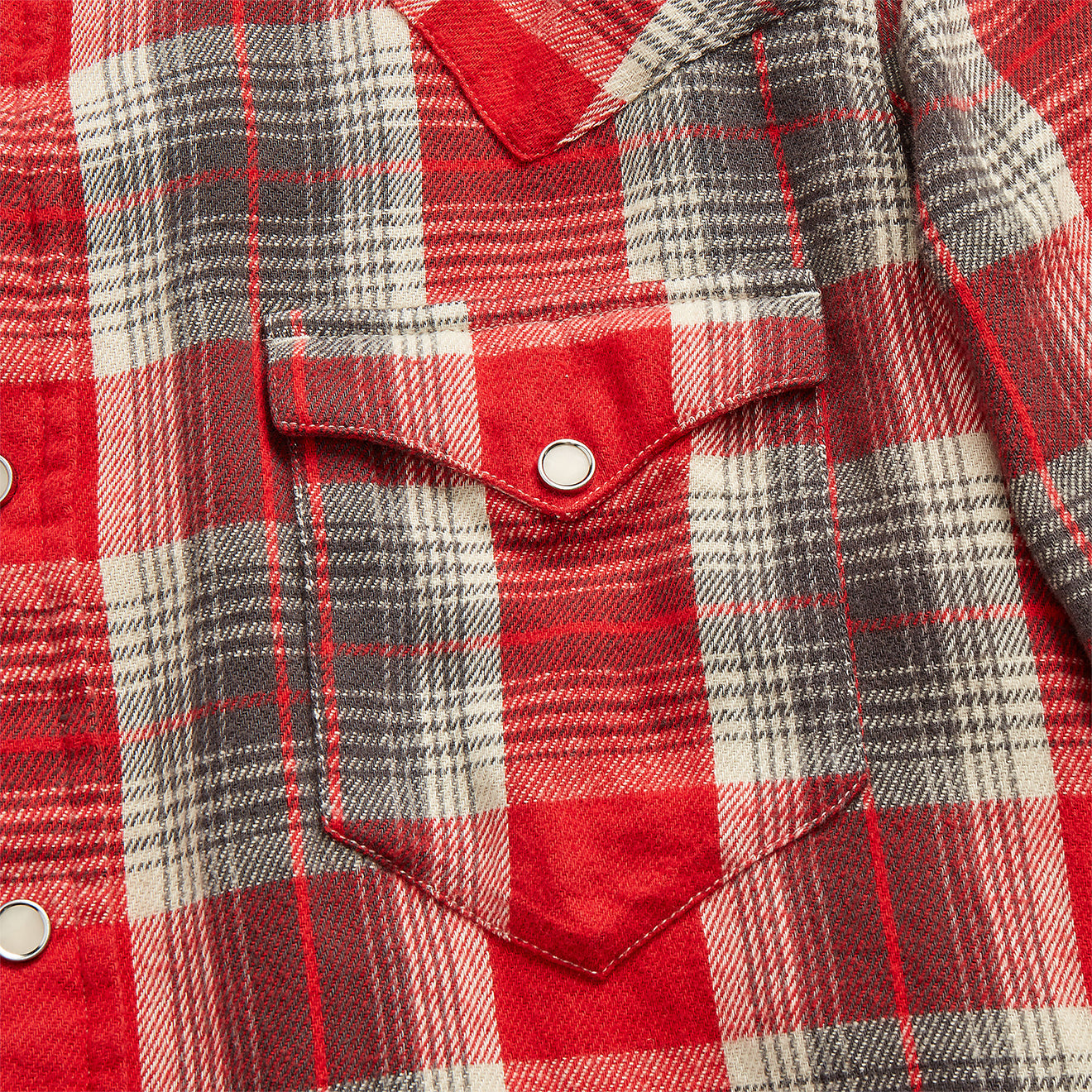RRL by Ralph Lauren Slim Fit Plaid Twill Western Shirt Red / Grey - The Sporting Lodge