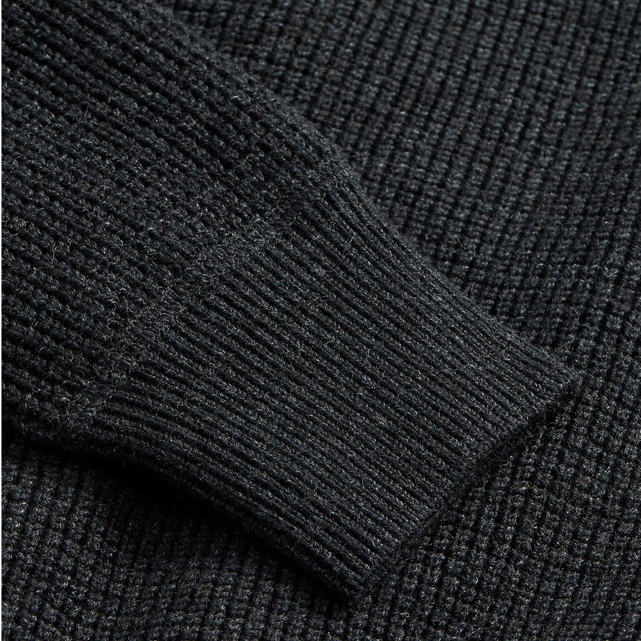 RRL by Ralph Lauren Waffle - Knit Cotton - Wool Jumper Black Heather - The Sporting Lodge