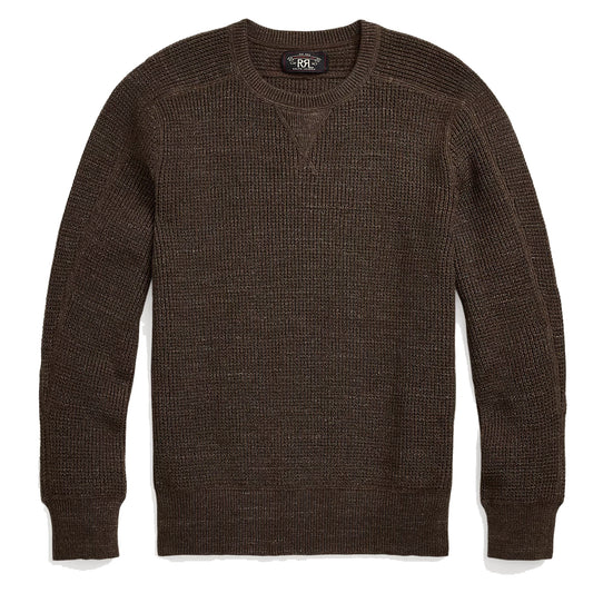 RRL by Ralph Lauren Waffle-Knit Cotton-Wool Jumper Dark Olive Heather - The Sporting Lodge