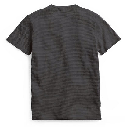 RRL by Ralph Lauren Waffle-Knit Short-Sleeve Henley Shirt Faded Black Canvas - The Sporting Lodge