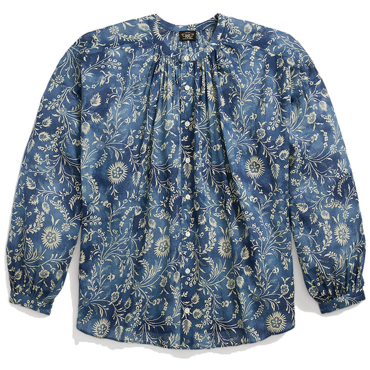 RRL by Ralph Lauren Womens Floral-Print Cotton Voile Blouse Faded Blue - The Sporting Lodge