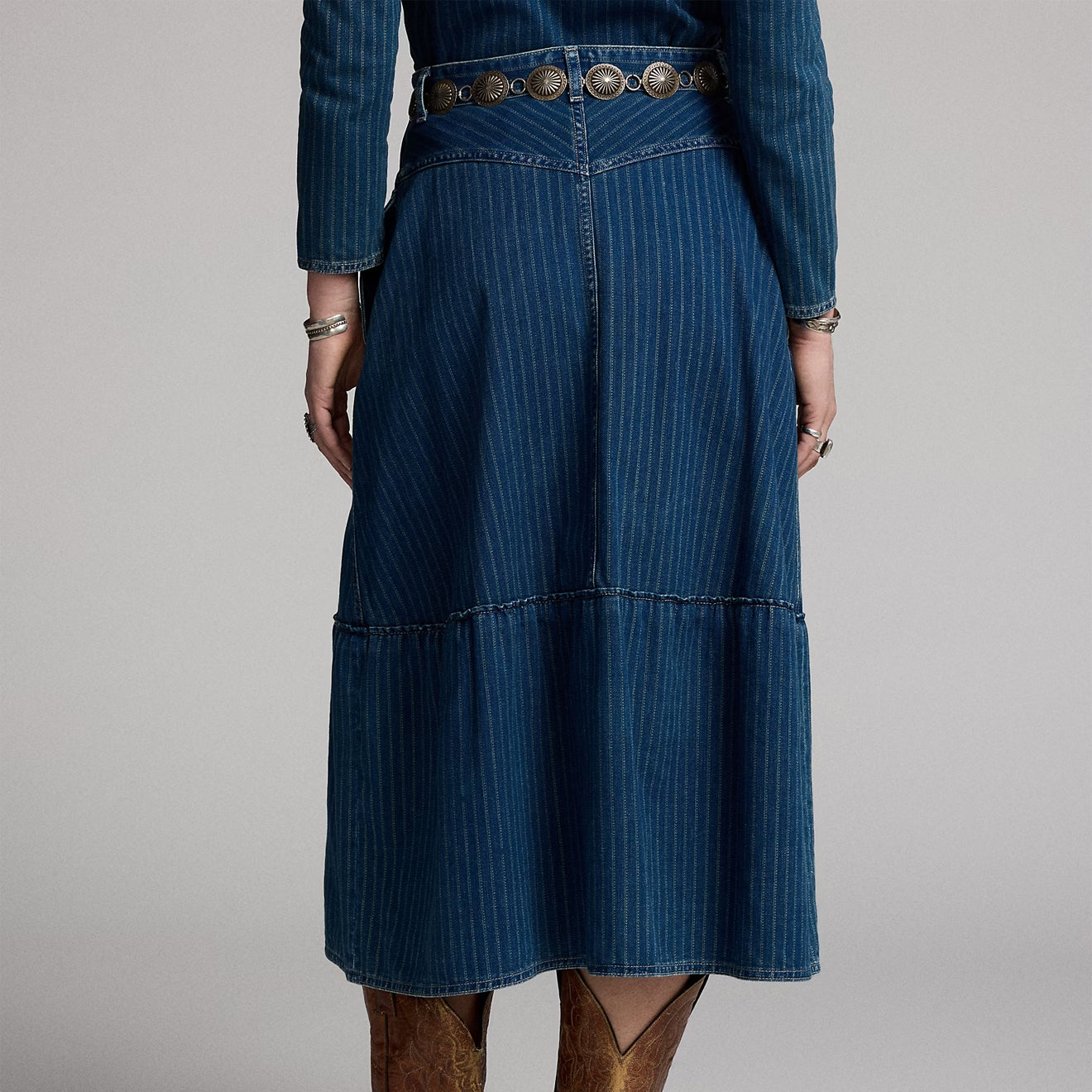 RRL by Ralph Lauren Womens Indigo Striped Denim Skirt Medium Indigo - The Sporting Lodge