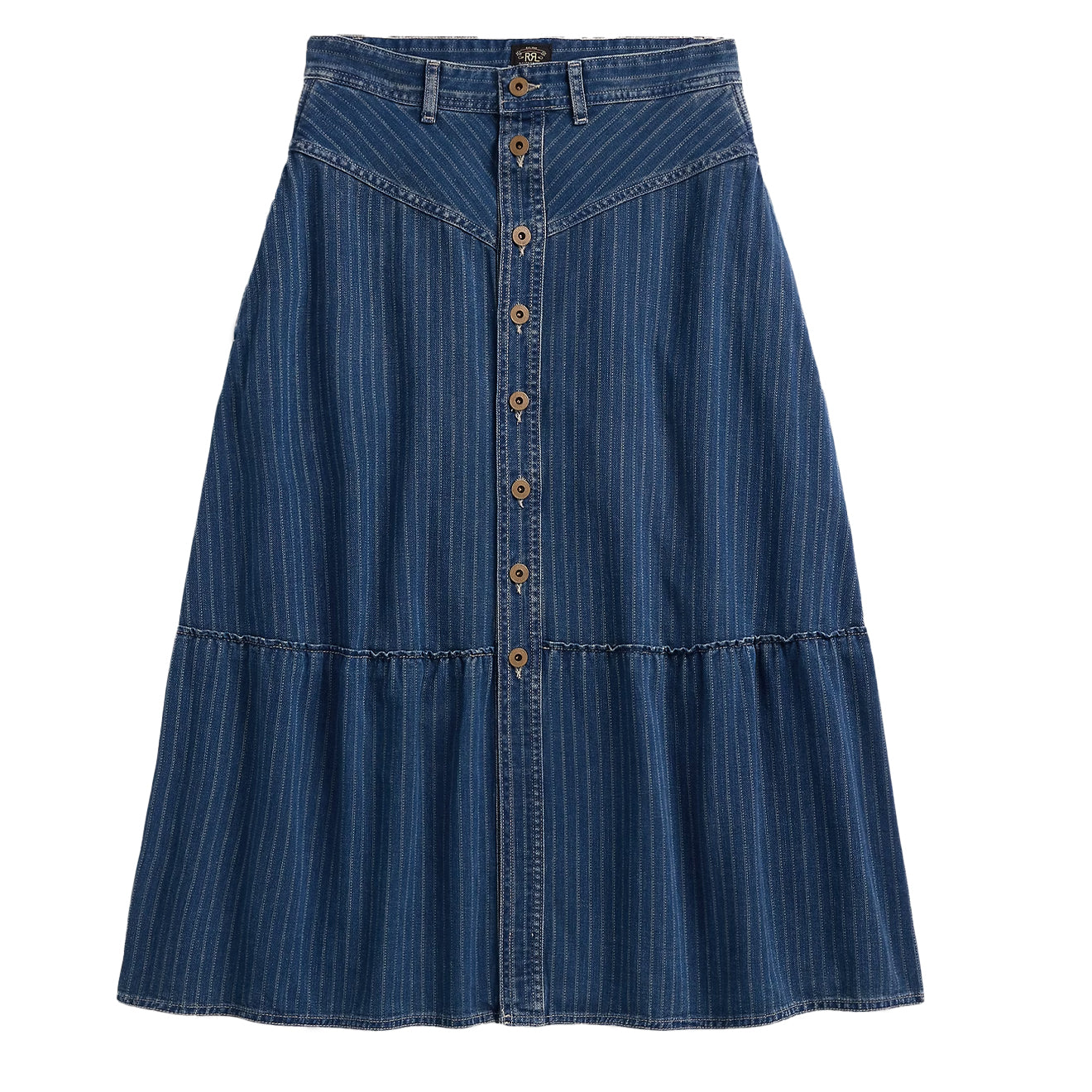 RRL by Ralph Lauren Womens Indigo Striped Denim Skirt Medium Indigo - The Sporting Lodge