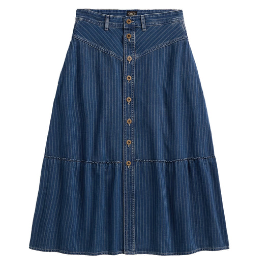 RRL by Ralph Lauren Womens Indigo Striped Denim Skirt Medium Indigo - The Sporting Lodge